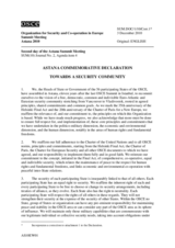 Astana Commemorative Declaration: Towards a Security Community