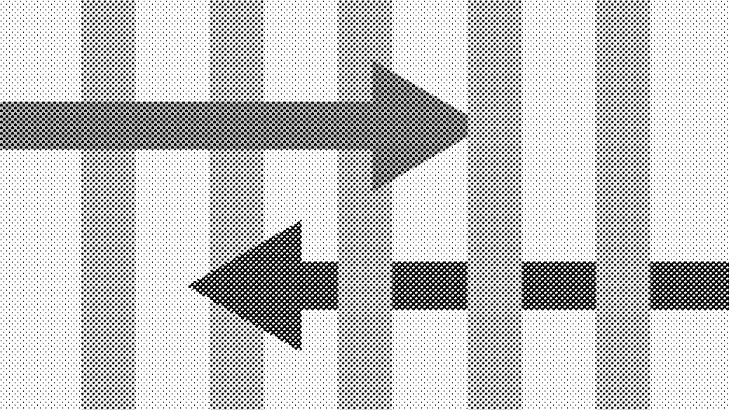 Graphic of two arrows opposing eachother.